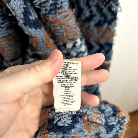 Free People Lona Wrap Cardigan Womens Size Small No Belt Blue Brown White - Picture 8 of 9